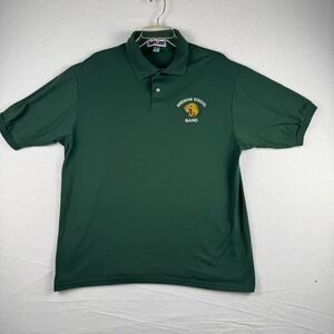 Jerzees Mens Large Windham School Band Polo Shirt Green SpotShield Vintage